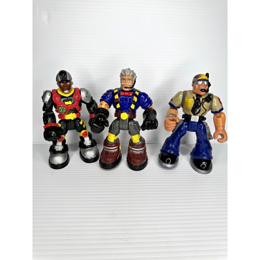 Vintage Mattel Rescue Heroes Lot of 3 Action Figures Soldier Police 6in